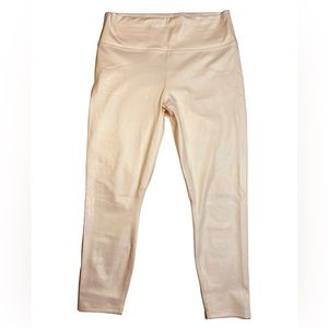 Fabletics High Waisted Iridescent Luxe 7/8 Leggings Pink/Ivory Shimmery Mermaid